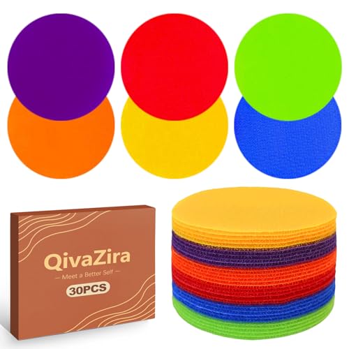 30 Pack Poly Spots Markers 4 Inch Non Slip Rubber Floor Dots for Classroom Gym Agility Training Carpet Spot Markers for Kids Students Sitting Teaching Aids Sports Equipment