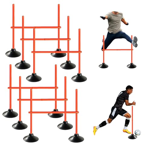 TNZMART 3.3 FT Agility Poles Adjustable Hurdles for Soccer Football Speed Training Equipment Track and Field - color: Orange, style: 6 groups