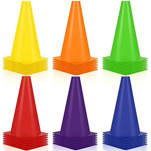 Hoteam 30 Pcs Traffic Cones Plastic Sport Agility Train - color: Multicolor, size: 9inch