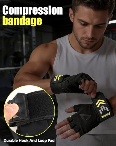 2-in-1 Workout Gloves, Weight Lifting Gloves with Wrist Wrap Support for Men & Women, Ventilated Fingerless Padded Gym Glove for Weightlifting Pull-Ups & Fitness Training - size: Small