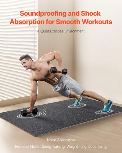 VEVOR 0.56In 100sq.ft 25 Tiles Gym Flooring for Home Gym, Rubber Top with High Density EVA Foam, 25" x 25" Gym Floor Exercise Equipment Mats, Interlocking Gym Mats, Puzzle Workout Mats, Black & White