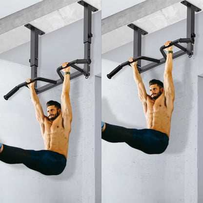SELEWARE Heavy Duty Welded Pull Up Bar Wall/Joist/Ceiling Mount Chin Up Bar - color: F1: Black 24" Ceiling Mount Pull Up Bar