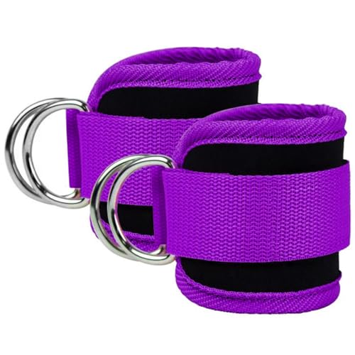 Ankle Straps Ankle Resistance Bands Wrist Cuffs Padded Straps Adjustable Fitness Glute Kickback D-Ring for Cable Machine Gym Foot Leg Training Brace Support 1 Pair - color: purple