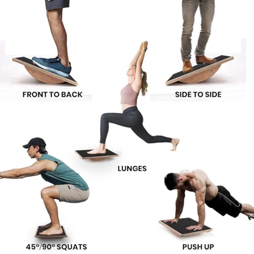 Wooden Wobble Board for Adults - Anti-Slip Balance Board for Stand-Desk Core Strength Therapy