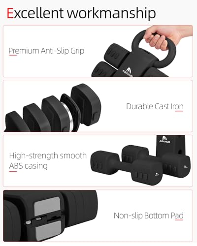 Abahub Dumbbell Set for Home Gym, 4 in 1 Adjustable Weights Dumbbells Set with Kettlebell Grip Converter for Women