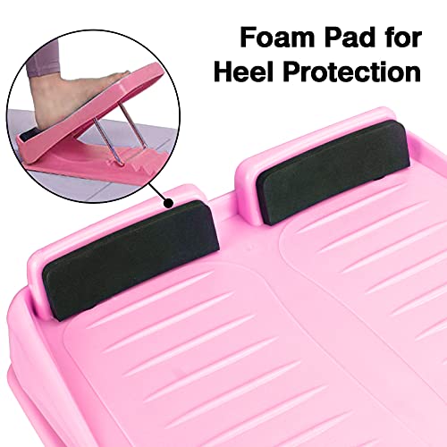 Slant Board Calf Stretcher Adjustable 4 Level Anti Slip Design Incline Board Leg Foot Balancing Fitness Pedal Wedge Stretch for Heel, Hamstring, Achilles, Leg Calves - color: Pink