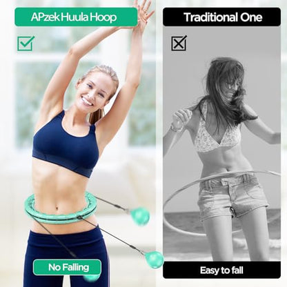 Weighted Exercise Hoop Plus Size, 32 Detachable Knots for Adults & Beginners, 2 in 1 Abdomen Fitness Massage Non Fall Smart Hooola Hoop with Auto Spinning Ball