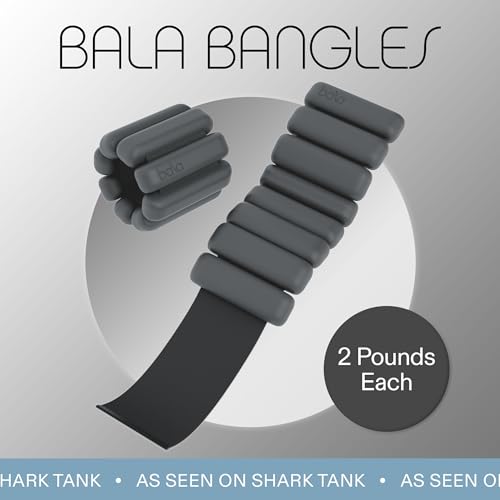 Bala Bangles Wrist & Ankle Weights for Women & Men, Home Gym Equipment - color: Charcoal, size: 2 LB