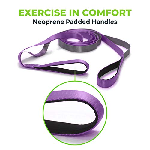Stretching Strap for Physical Therapy, 12 Multi-Loop Stretch Strap 1" W x 8' L, Neoprene Handles, Physical Therapy Equipment, Yoga Straps for Stretching, Leg Stretcher.