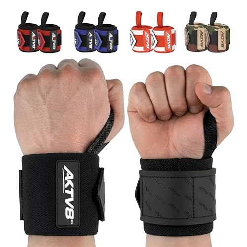 Wrist Wraps for Heavy Bench Press & Weightlifting – 18 Inch or 24 Inch Heavy Duty Stiff Elastic Wrist Support with Thumb Loop for Powerlifting, Overhead Press, Strength Training & CrossFit for Men & Women - color: Black, size: 18 Inches
