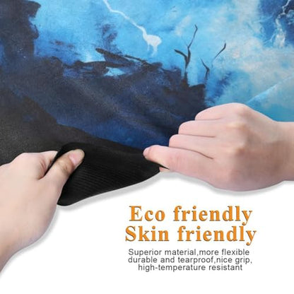 Kigai Travel Yoga Mat 71" x 24" Non Slip Natural Rubber Foldable Exercise Mat Ultra Thin 1.5mm Lightweight for Fitness, Pilates & Home Workout, Blue Lightning