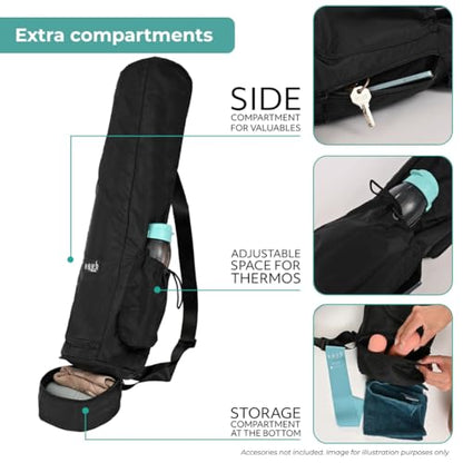 Yoga Mat Bag – Crossbody Gym Bag for Women & Men, Waterproof Travel Carrier Fits Thick Yoga Mat, Multi Pocket Storage with Strap Holder, Shoulder Carry for Fitness Pilates Exercise