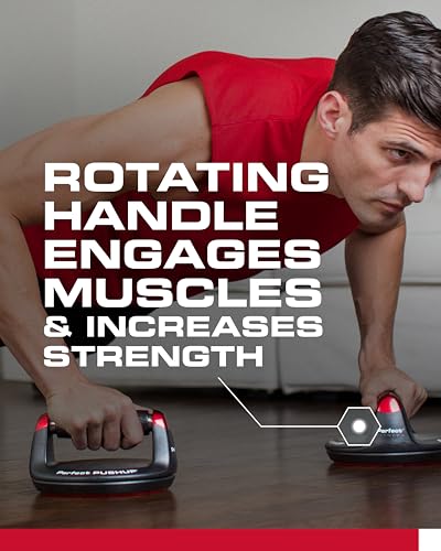 Perfect Pushup Elite - Rotating Handle Design with Steel Ball Bearings for Smooth, Effortless Handle Rotation - Ergonomic Grips, 8" Base & Textured, Non-Slip Bottom Treads - Supports up to 400lbs