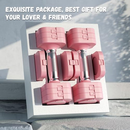20LB Adjustable Dumbbell Set, 10lb Dumbbells Set of 2, 5 in 1 Free Weights Set, Each 4lb 6lb 8lb 10lb for Women & Men for Home Gym Exercise Workout Strength Training Equipment - color: Pink