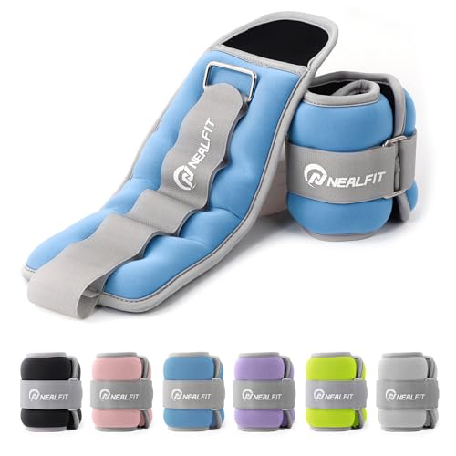 NEALFIT Ankle Weights 1/2/3/4/6/10 LBS for Men Women Kids, Leg Arm Wrist Weights with Adjustable Strap for Running, Aerobics, Strength Training, Physical Therapy, Fitness - color: Blue, size: 2 lbs x 2 (4LB Pair)
