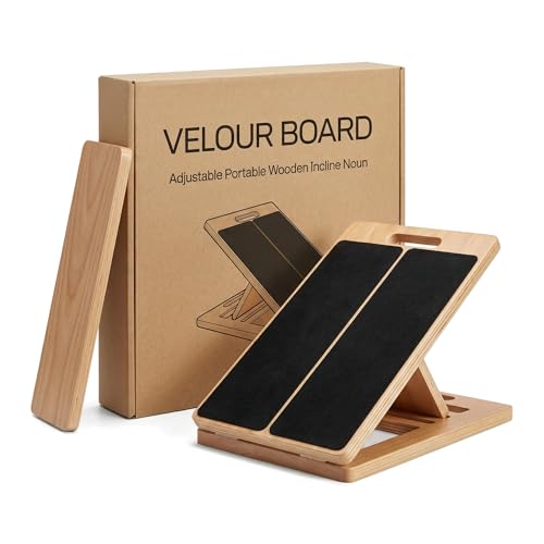 Premium Wooden Slant Board, Adjustable Calf Stretcher & Squat Wedge with 5 Incline Angles, Anti-Slip Surface, Supports 550 lbs, Plantar Fasciitis Relief Tool for Home Gym & Office