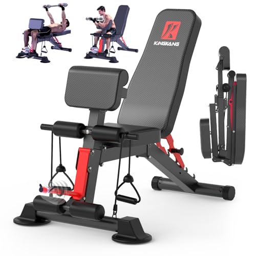 K KiNGKANG Adjustable Weight Bench,1050 lbs Foldable Workout Bench with 8 Back Positions, Incline Decline Flat Exercise Bench for Home Gym Full Body Strength Training
