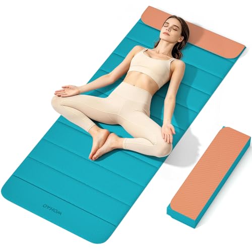 12-Fold POE Yoga Mat 75x26x0.4 Inches – Non-Slip, Compact & Workout-Friendly for Yoga, Pilates, Strength Training & Meditation - color: Acid Blue+Orange