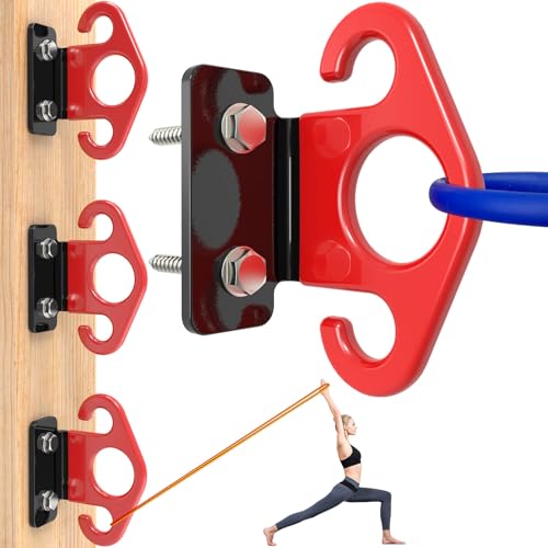 Resistance Band Wall Anchors, Space-Saving Workout Wall Mount Anchor for Home Gym Workouts, Physical Therapy, and Strength Training,Wall Anchor for Resistance Bands Dark red (3pcs)
