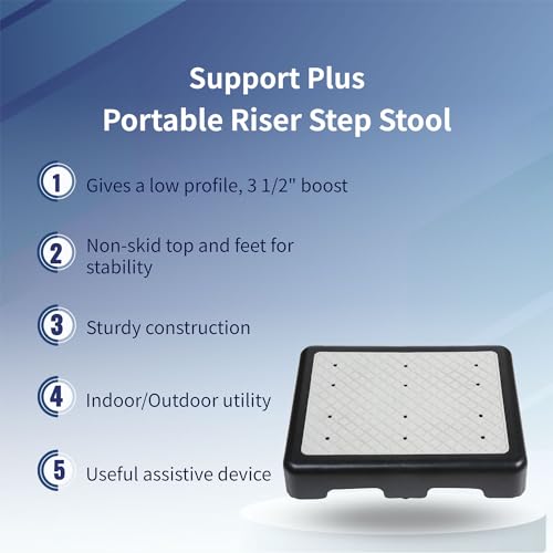 Riser Step Stool - 3 1/2"H Safety Half Step Platform, Indoor Outdoor Assistive Devices for Elderly