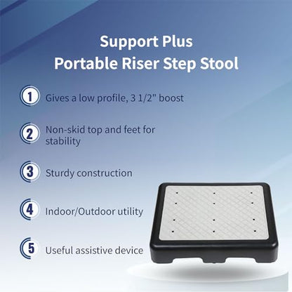 Riser Step Stool - 3 1/2"H Safety Half Step Platform, Indoor Outdoor Assistive Devices for Elderly