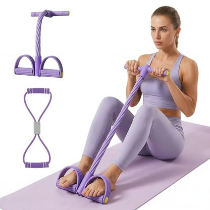 6-Tube Pedal Resistance Band with Handles, Multifunction Foot Pedal Resistance Band, Natural Rubber Fitness Band for Workout and Stretching, Abdomen, Waist, Arm, Leg(White)