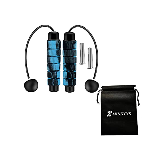 Ropeless Jump Rope,Cordless Jump Rope with weighted Bulk/Balls,Wireless indoor/outdoor Skipping Rope for Weight Loss Fitness Boxing Training WOD MMA - color: Blue weighted