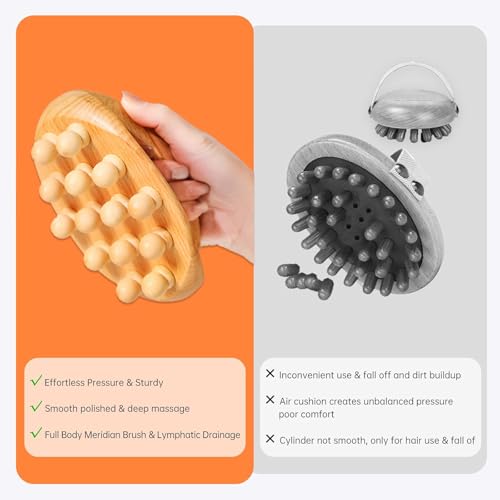 Wood Therapy Massage Tools, Cellulite Massage Tool Wooden Massage Body Brush, Itchy Skin Relief, Body Shaping,Professional Maderoterapia Kit Meridian Pressure Brush, Lymphatic Drainage Massager