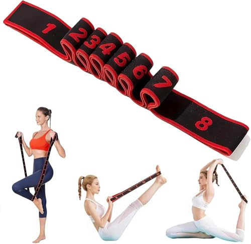 Fitness Resistance Band for Stretching and Yoga, Number Stretch Resistance Band with Clear Markings, 8-Section Elastic Training Bands for Yoga, Stretching, Pilates, Fitness