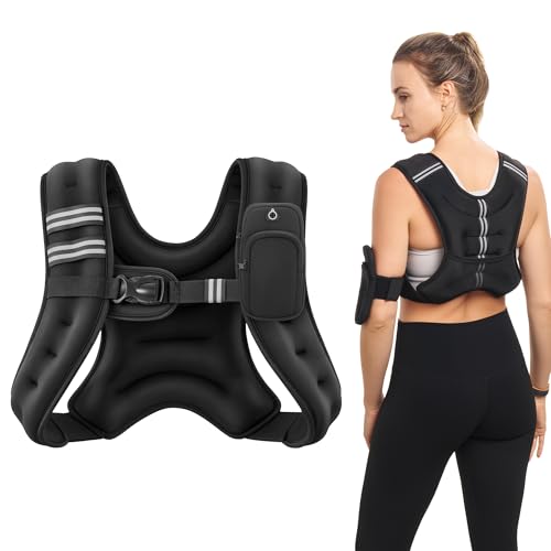 ZELUS Weighted Vest, 6lb/8lb/12lb/16lb/20lb/25lb/30lb Weight Vest with Reflective Stripe for Workout, Strength Training, Running, Fitness, Muscle Building, Weight Loss, Weightlifting