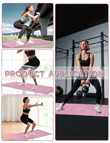 Squat Mat with Foot Position,Large Squat Target Pad 30'' X 13.8'',4mm Thickness Squat Mat Foot Positioning, Exercise Mat for Squats, Leg and Abdominal Workouts