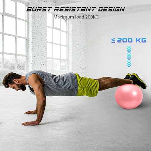 Cikyner Soft Pilates Ball, 9 Inch Small Exercise Ball with Inflatable Straw - color: Light Pink