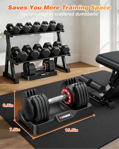 XDDIAS Adjustable Dumbbells Set of 2 for Strength Training, One-Hand Quick Adjust, 25/55/80/90 lbs Options, Anti-Slip Grip Handle, Compact Home Gym Weights for Men Women