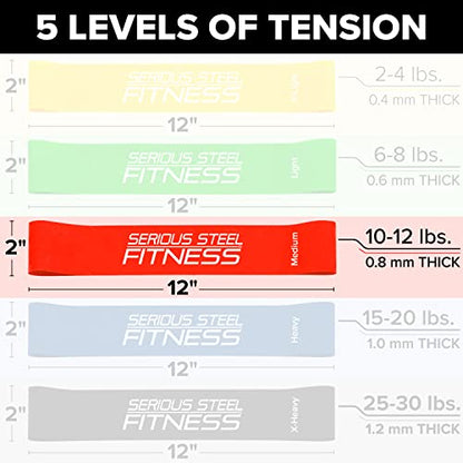 Mini Resistance Loop Bands | Rehab and Prehab Stretch Bands | 12" Exercise Workout Bands (Sets of 5 Pack and Sets of 10 Pack Trainer Options Available!) - color: Medium 10 Pack (2" x 12")