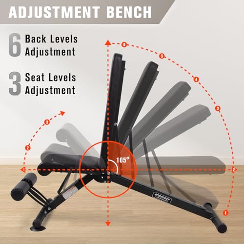 RitFit Adjustable/Foldable Utility Weight Bench for Home Gym - color: Dark Black