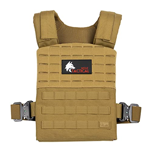 WOLF TACTICAL Quick-Release Weighted Vest for Men Workout Vest, Strength Training Weight Vests Weighted Vest Men - color: FDE Tan