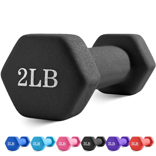 Portzon Weights Dumbbells with Neoprene Coating（Single）, 1LB-3LB Anti-Roll, Anti-Slip, Hexagonal Home Fitness Equipment for Shoulder, Neck, and Hand Training for Seniors over 55 old