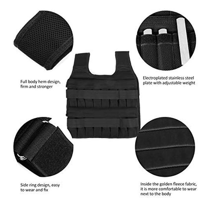 35KG Weighted Vest for Men, with 32 Pockets, Strength Training Vest, Adjustable Body Mesh Sandbag Running Weighted Carrier
