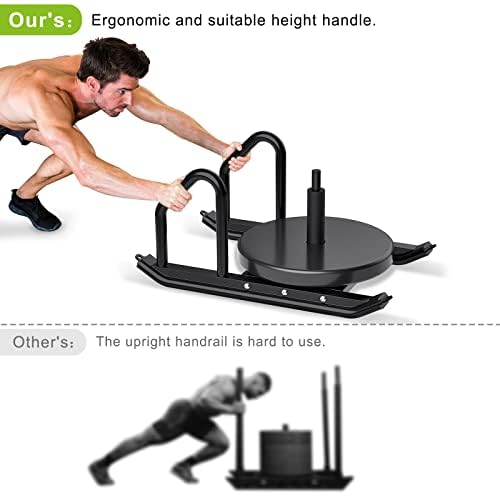 Kipika Weight Sled, Workout Sled, Fitness Strength Training Sled, Speed Training Sled for Athletic Exercise, Speed Improvement, Easily Through Obstacles, Suitable for 1" & 2" Weight Plate - color: C- Black