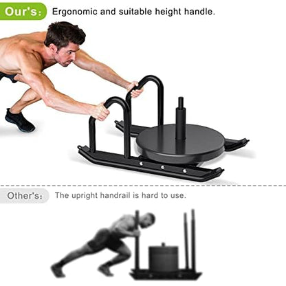 Kipika Weight Sled, Workout Sled, Fitness Strength Training Sled, Speed Training Sled for Athletic Exercise, Speed Improvement, Easily Through Obstacles, Suitable for 1" & 2" Weight Plate - color: C- Black