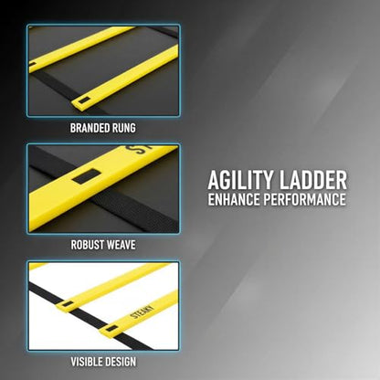 Agility Ladder, 19.7 ft PE Footwork Ladder, 16.5 in Wide Speed and Balance Training Equipment with Storage Bag for Soccer, Multi Sport Youth Athletics, Child Coordination Drills
