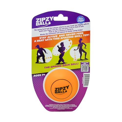ZipzyBall Sporty Spring Back Hand Ball Fidget - Kid or Adult Indoor and Outdoor All Season Active Play Workout Skill Toy. Recommended for Ages 7 & Up.