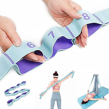 Elastic Stretching Strap with 11 Loops, Multi-Loop Yoga Stretching Strap Elastic Exercise Band, Improve Flexibility Arm Leg Stretching Strap Home Gym Equipment for Physical Therapy Pilates Gymnastics