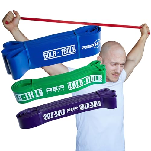 Rep Fitness Pull-Up Bands Resistance Exercise Workout Equipment Set for Home Gym Training – Heavy Duty Stretch Band for Assisted Pullups, Strength Training, Physical Therapy, and Fitness Workouts - color: Bundle: Purple, Green, Blue