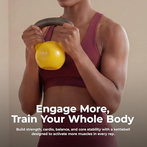 Sunny Health & Fitness Vinyl Coated Kettlebell for Strength Weight Training & Swinging Exercise - In 5, 10, 15, 20, 25 Pound - style: 10 Pound