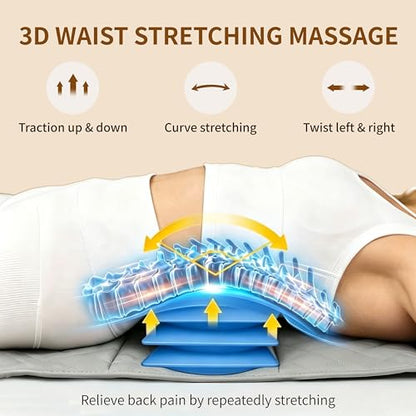 Full Body Massage Mat with Heat,Back Massager Pad with Detachable Shiatsu Neck Massager,3D Body Stretching & Lumbar Traction,4 Vibrating Motors,2 Heat Levels,Gifts for Men Women