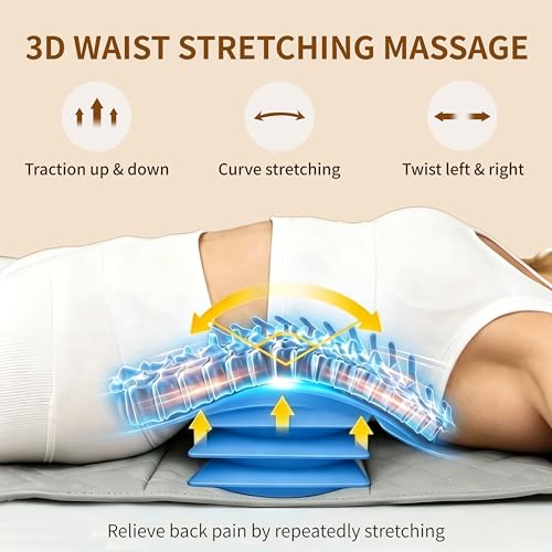 Full Body Massage Mat with Heat,Back Massage Pad with Movable Shiatsu Neck Massager for Bed Sofa,3D Airbags Body Stretching & Lumbar Traction,Portable & Foldable,Gifts for Men Women