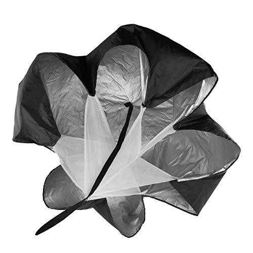 01 Running Parachute, Pongee Coating Training Umbrella, 1Pcs 5‑15kg Resistance for Sports Outdoor(Black)