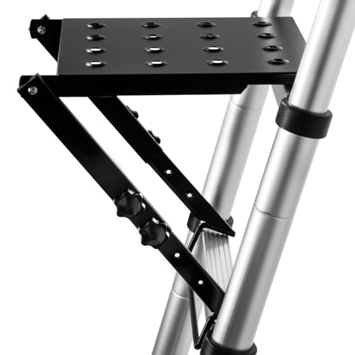 TooCust Ladder Platform Attachment for Extension Ladders - Adjustable Legs with Lock Knobs, 400 lbs Anti-Slip Steel Step & Tool Tray, Rung-Mounted Ladder Accessory for Painting & Gutter Work - Black - color: Black - Adjustable Style