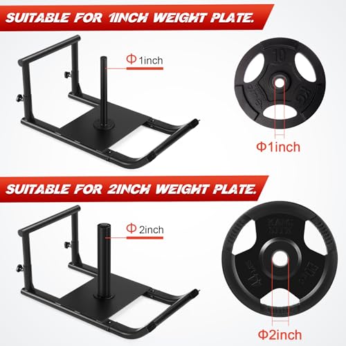 Workout Fitness Sled, Weighted Sleds Push Gym Equipment for Adults & Kids, Compatible with 1" & 2" Weight Plates, Multi-Purpose Sled for Outdoor or Home Fitness Training - size: Medium-Sized